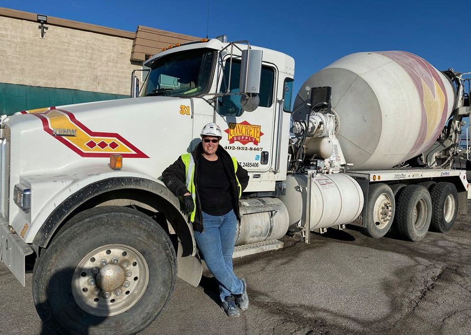 Kristi Knicely Standing in Front of her Cement Truck