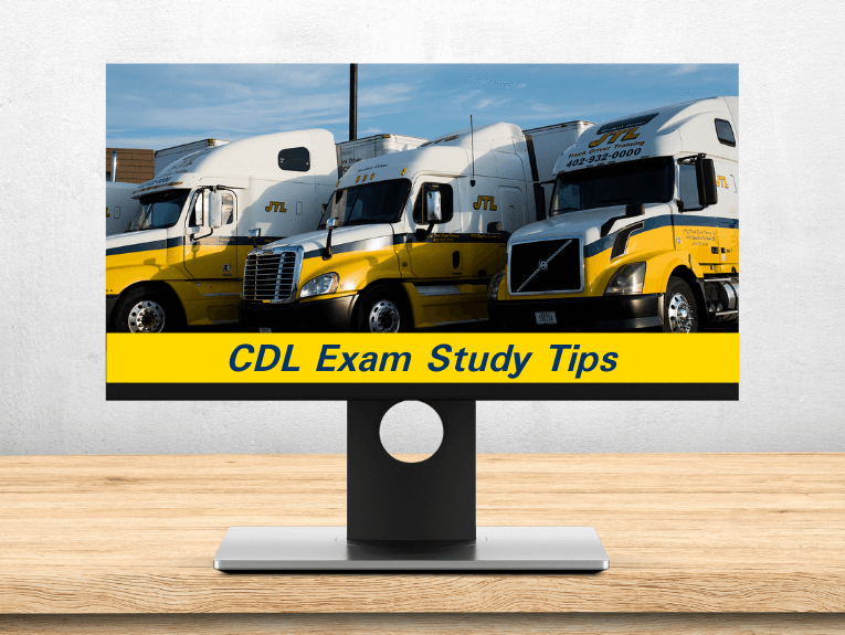 Computer Screen with CDL Exam Study Tips